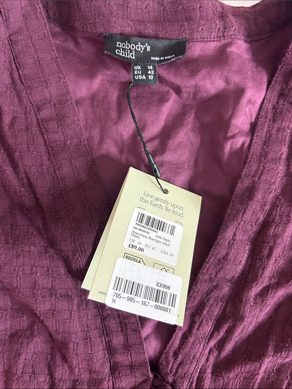 NWT (size 10) Nobody’s child Purple Sleeveless Starlight Midi Dress - Picture 6 of 8